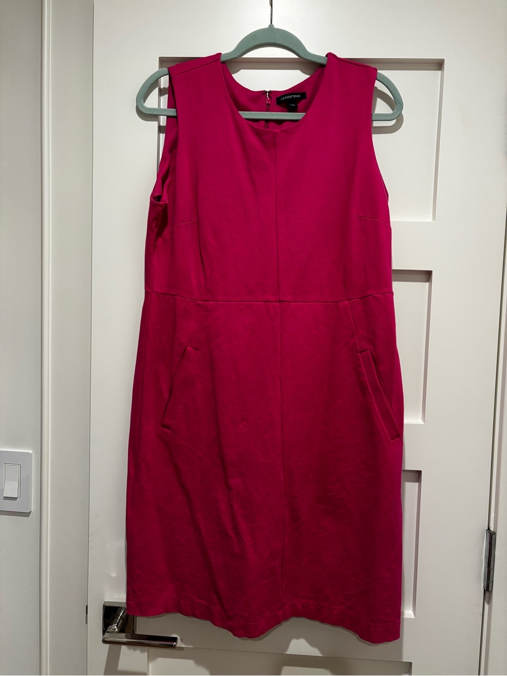 Lands' End Sleeveless Sheath Dress in Bright Fuchsia
